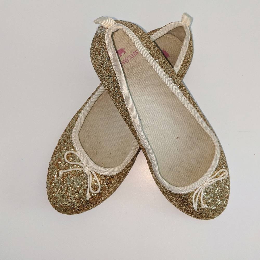 Girls J Crew Crewcuts Gold Glitter Ballet Flat